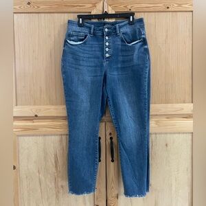 Judy Blue Skinny fit High rise button fly frayed hem blue denim jeans